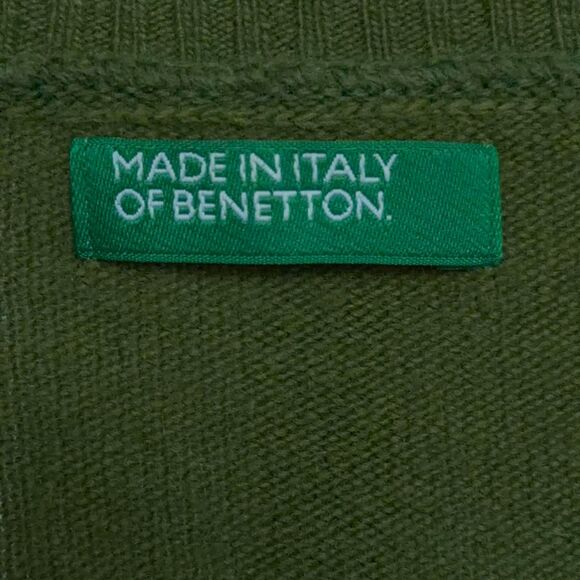 Vintage Benetton green argyle crewneck sweater size L - Picture 8 of 8